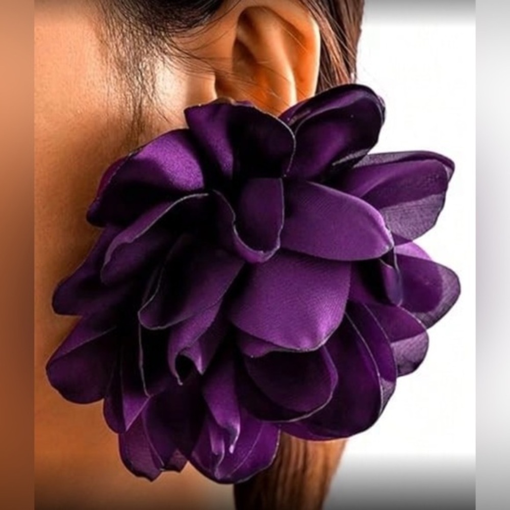 ✨NEW Chic Purple Floral Flower Statement Earrings